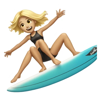 Blonde girl falling off surfboard sticker
