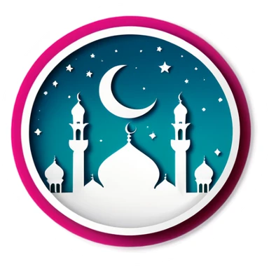Ramadan Mubarak celebration with text “Ramadan Mubarak” sticker