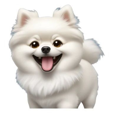 Pute white pomeranian with smile sticker