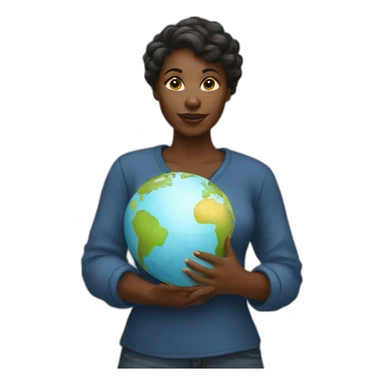  black woman holding a globe in her hand sticker