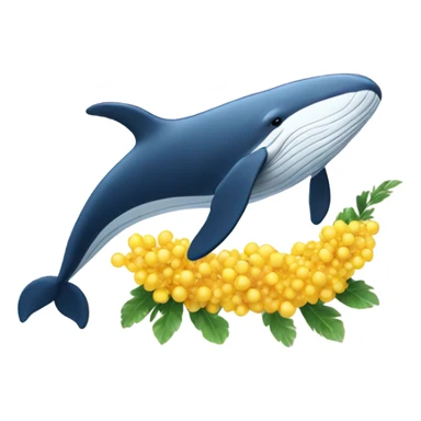 Whale with a mimosa sticker