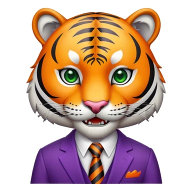 A tiger wear purple suit sticker