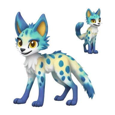 Epic Edgy Colorful ethereal eldritch Sergal-Serval-Fionbri full body sticker