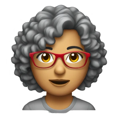 chica pelo gris rizado con gafas rojas sticker