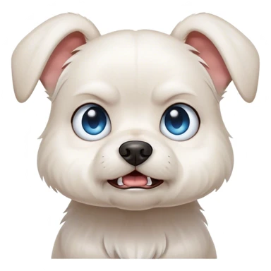 Angry Blue eyed small white dog floppy ears  sticker