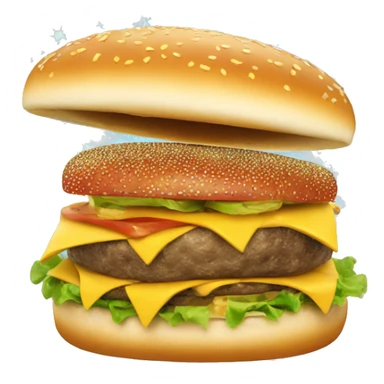 Cheeseburger surfing with sparkles sticker