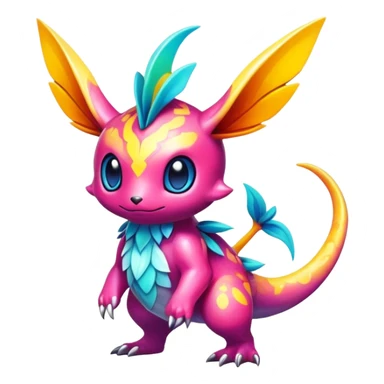 Exotic shiny rare epic cute Fakémon-creature, full body, with random markings sticker