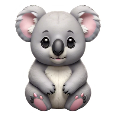 Cinematic Noble Koala Portrait Emoji, Poised and regal, with a stocky, cuddly build and a plush, well-groomed grey fur, large round ears and a distinctive big black nose, deep-set soulful dark eyes, Simplified yet sharp and sophisticated features, highly detailed, glowing with a soft, dignified glow, high shine, intelligent and gentle, stylized with an air of eucalyptus elegance, focused and attentive, soft glowing outline, capturing the essence of a watchful and confident marsupial, so majestic it feels as though it could climb out of the screen with effortless authority! sticker