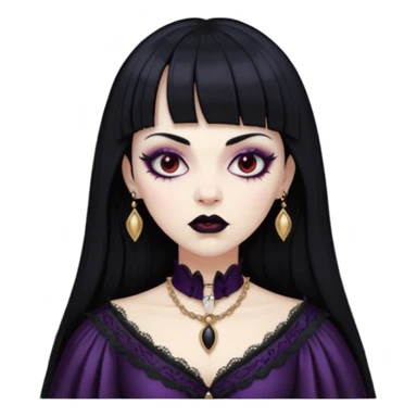 vampira gótica branca de cabelo preto e franja sticker