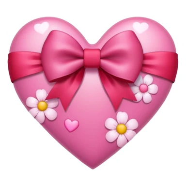 heart with flowers, pink bow with heart pattern on the bow sticker