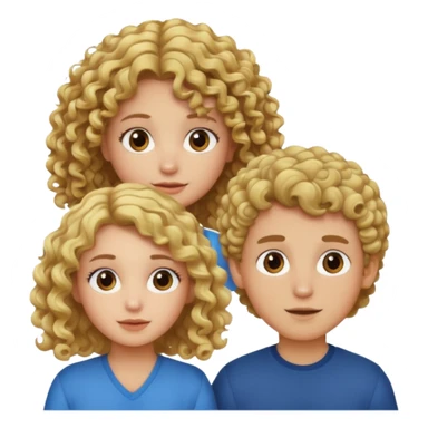 blond girl with curly brown hair boy sticker