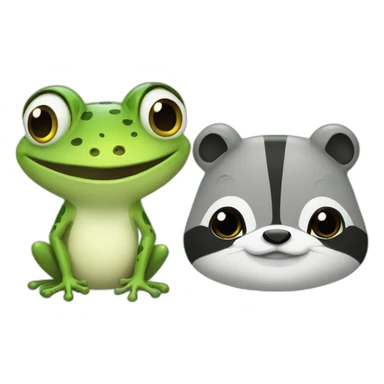 Frog cute with a raccon friends sticker