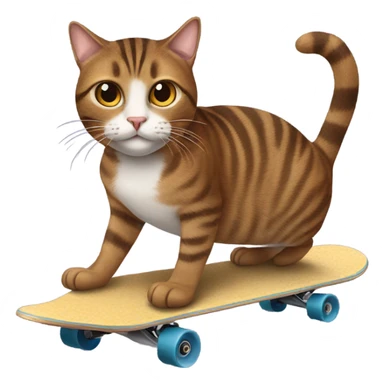 Brown tabby cat riding on skateboard sticker