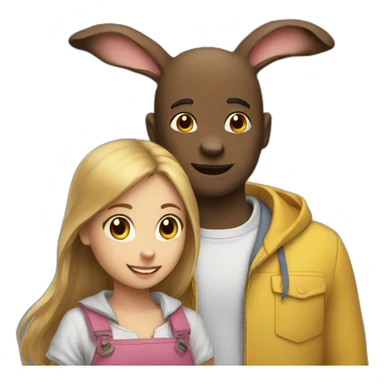 rabbit and girl sticker