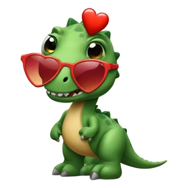 dinosaur with heart sunglasses  sticker
