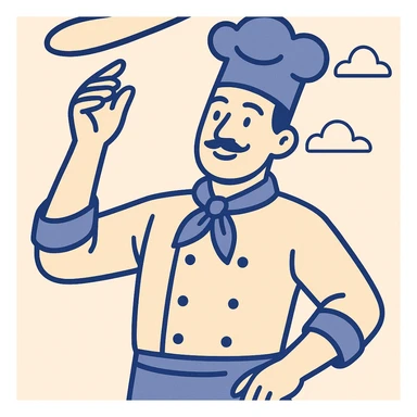 smiling Italian chef spinning pizza dough sticker