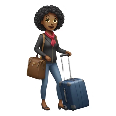 Lady carry luggage traveler sticker