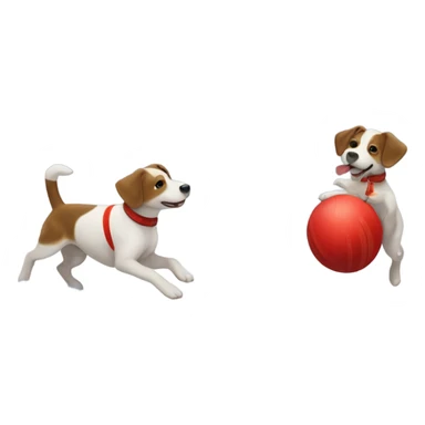 Two parson Russells playing with a red striped ball in the snow sticker