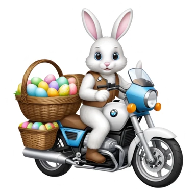 Easter bunny riding a BMW boxer motorcycle sticker