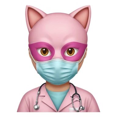 pink doctor cat, surgeon mask sticker