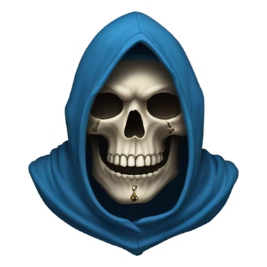 skull wearing blue hood and cloak sticker