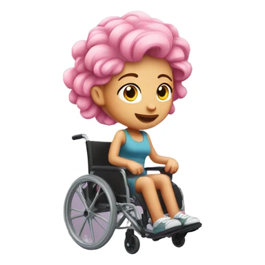 Pink hair girl running on a wheelchair sticker