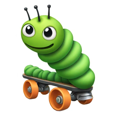 A caterpillar with roller skates  sticker