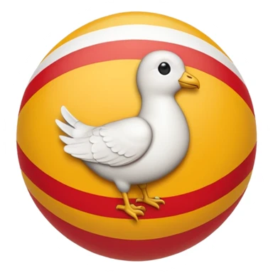 emoji inspired by Industrias Santa Coloma logo, background with Catalan senyera stripes red and yellow, central circle with white dove on golden ball with number 50, golden border, letters around sticker
