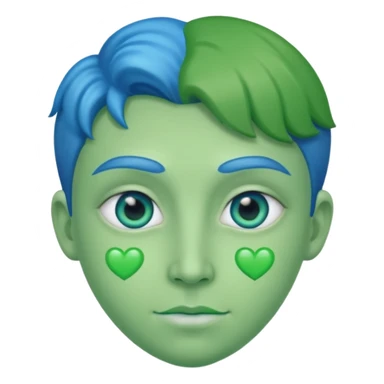 Green face blue heart eyes sticker