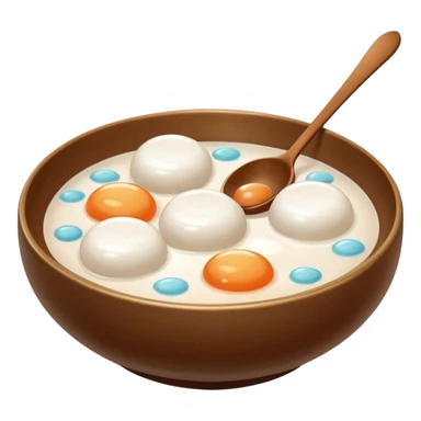 tangyuan in ceramic chinese bowl and spoon sticker