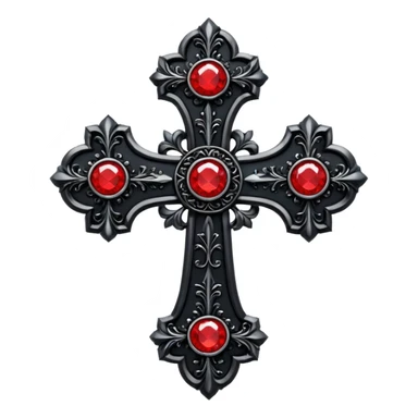 Black cross gothic with red gems sticker