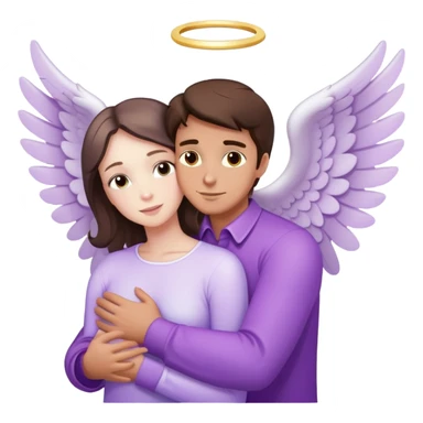White brunette man human ray of light hugging a pastel purple woman angel sticker