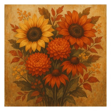 autumn flowers sticker