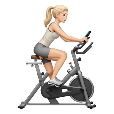 mother pedaling on an exercise bike sticker
