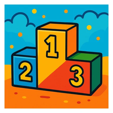 a podium, colorful, playful, cartoon style sticker