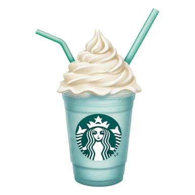  Pale Blue Starbucks Frappuccino with whipped cream and a straw sticker