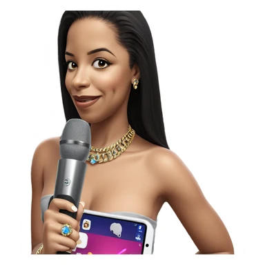 girl with microphone and jewelry sticker