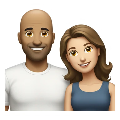 Bald Hispanic man and brunette white woman best friend  sticker
