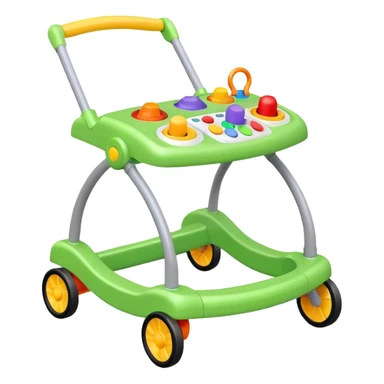 green baby walker with toys on it sticker