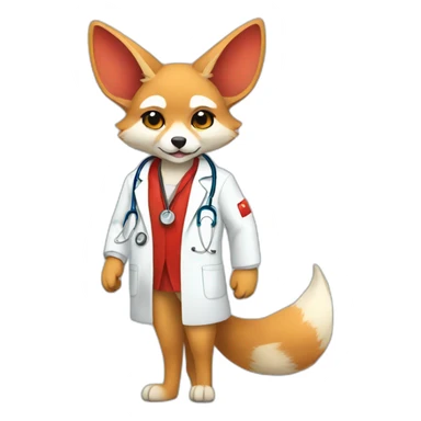 red fennec in medical coat sticker