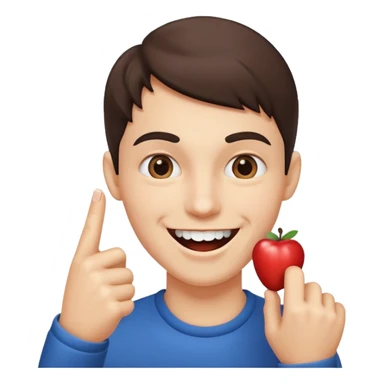 happy face biting pointer finger and smiling  sticker