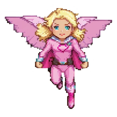superhero girl with blonde hair and pink outfit flying sticker