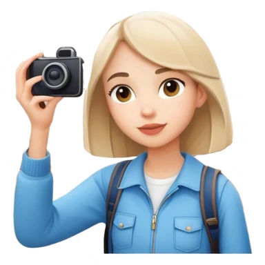 young modern girl tourist in a big church take a picture sticker