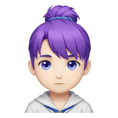 Bun boy, anime chibi, purple hair, blue/purple eyes sticker