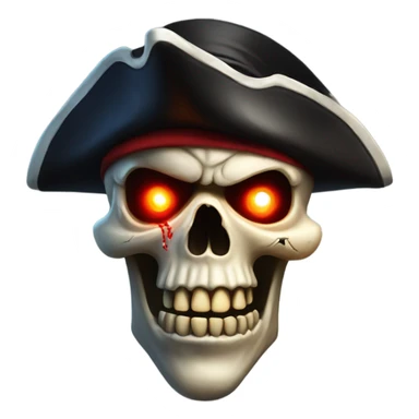 Scary pirate skull with glowing red eyes sticker