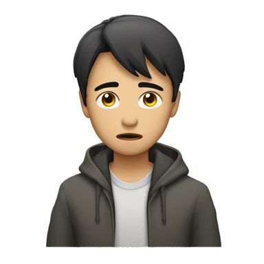 asian young men sad sticker