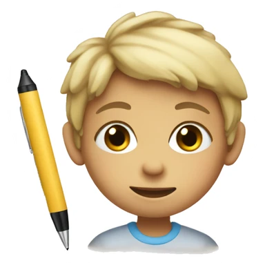 child with paper and pen sticker