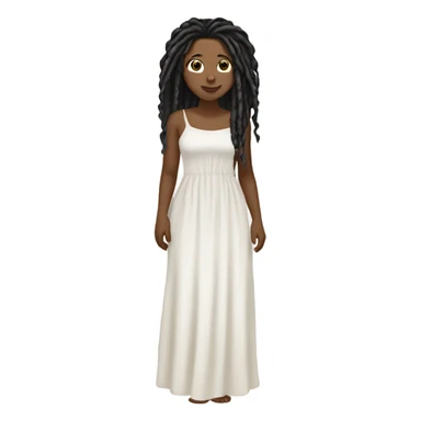Tan girl with black locs dark white dress full body sticker