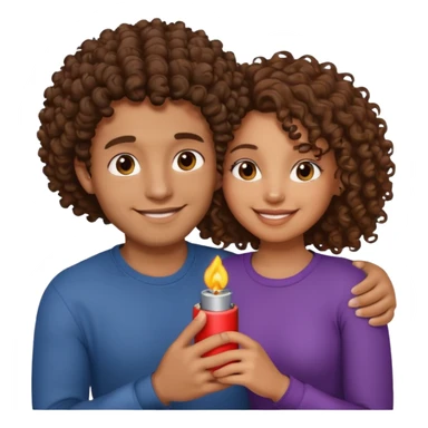 cuddling couple, male with lighter skin , brownskin girl with curly hair sticker