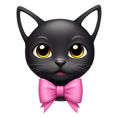 cute black cat with pink bow sticker